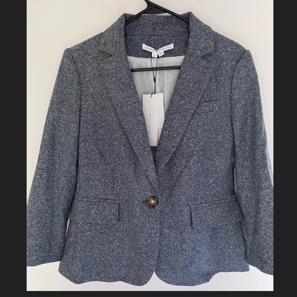 Veronica Beard Denim Schoolboy Dickey Jacket Blazer